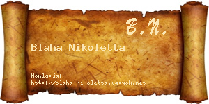 Blaha Nikoletta névjegykártya